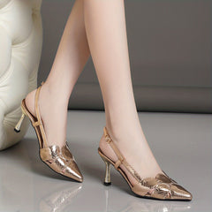 Crocodile Pattern Stiletto Heels Slingback Pumps Wedding Shoes