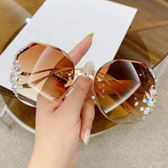 Teen Girls Rimless Sunglasses with Diamond Inlay