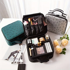 Adjustable Compartments Travel Makeup Train Case for Women