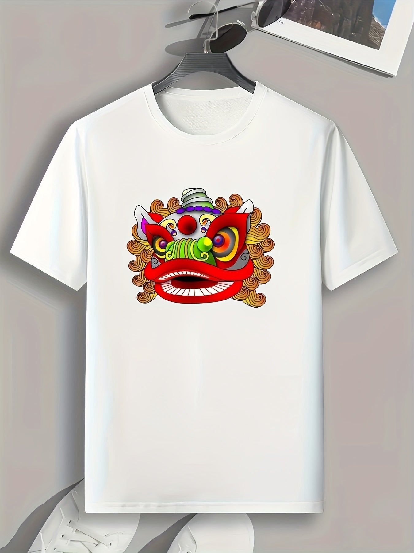 Head Of Lion Dance Men's Graphic T shirt Summer Tee