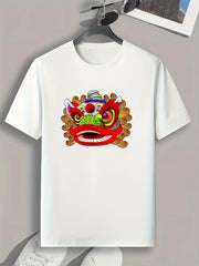 Head Of Lion Dance Men's Graphic T shirt Summer Tee