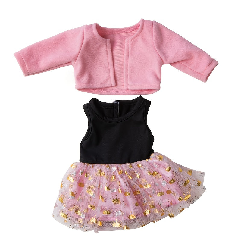 Pink Coat and Dress Set for 40 64 45 Dolls - Fashionable Ladylike Outfit