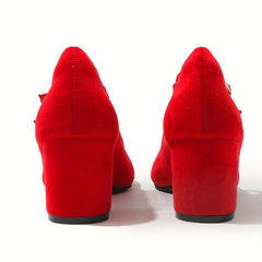 Women's Block Heeled Shoes Closed Toe Buckle Strap Pumps