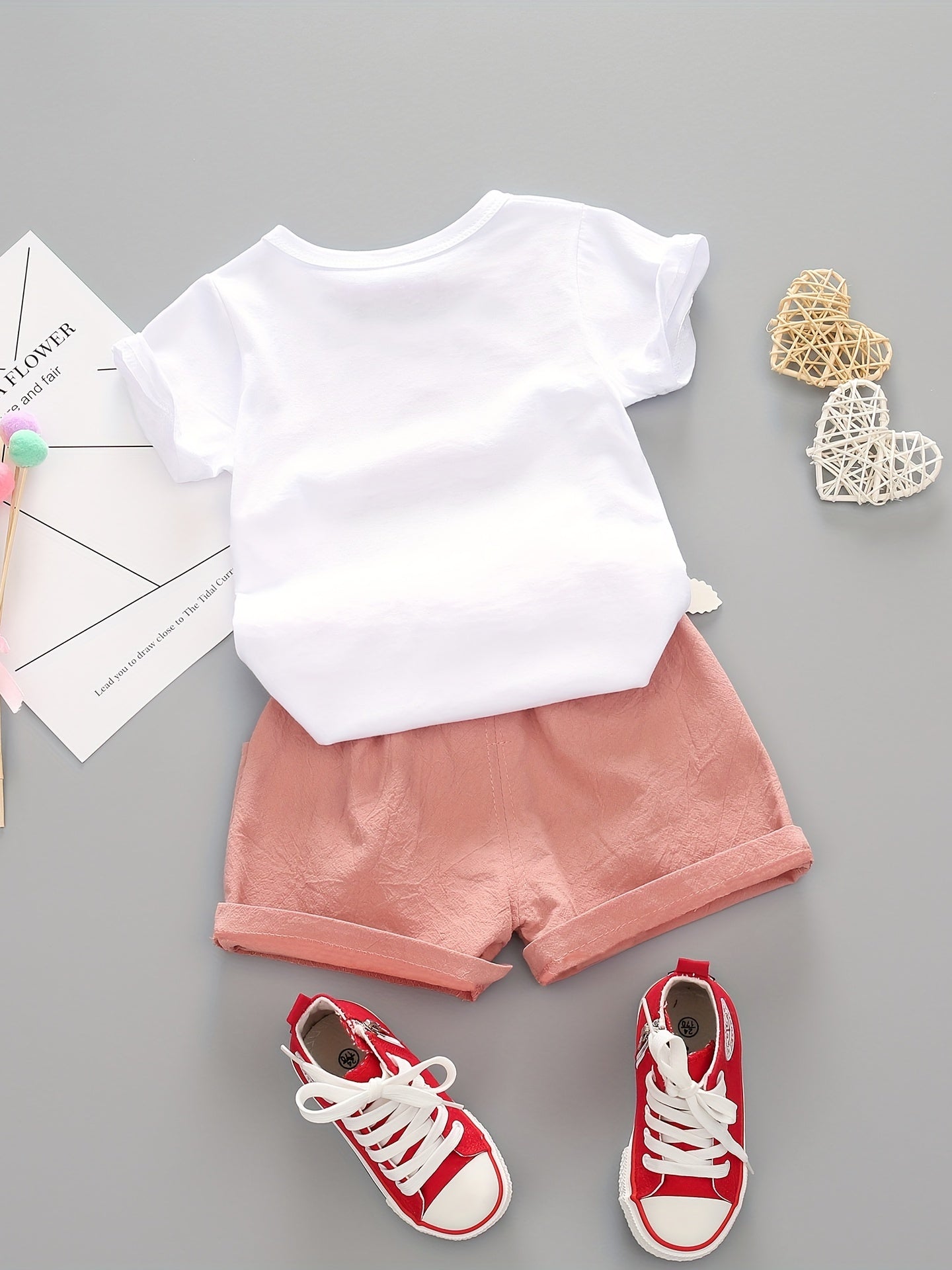 Baby Watermelon Print Summer Suit Round Neck T-shirt & Shorts Set