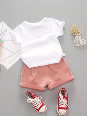 Baby Watermelon Print Summer Suit Round Neck T-shirt & Shorts Set