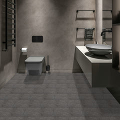 10pcs Grey Peel & Stick Floor Tiles 0.6mm PVC Flooring Waterproof for Bathroom