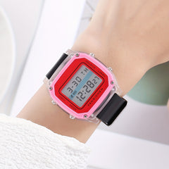 Kids Digital Glow Pink Silicone LCD Watch Gift
