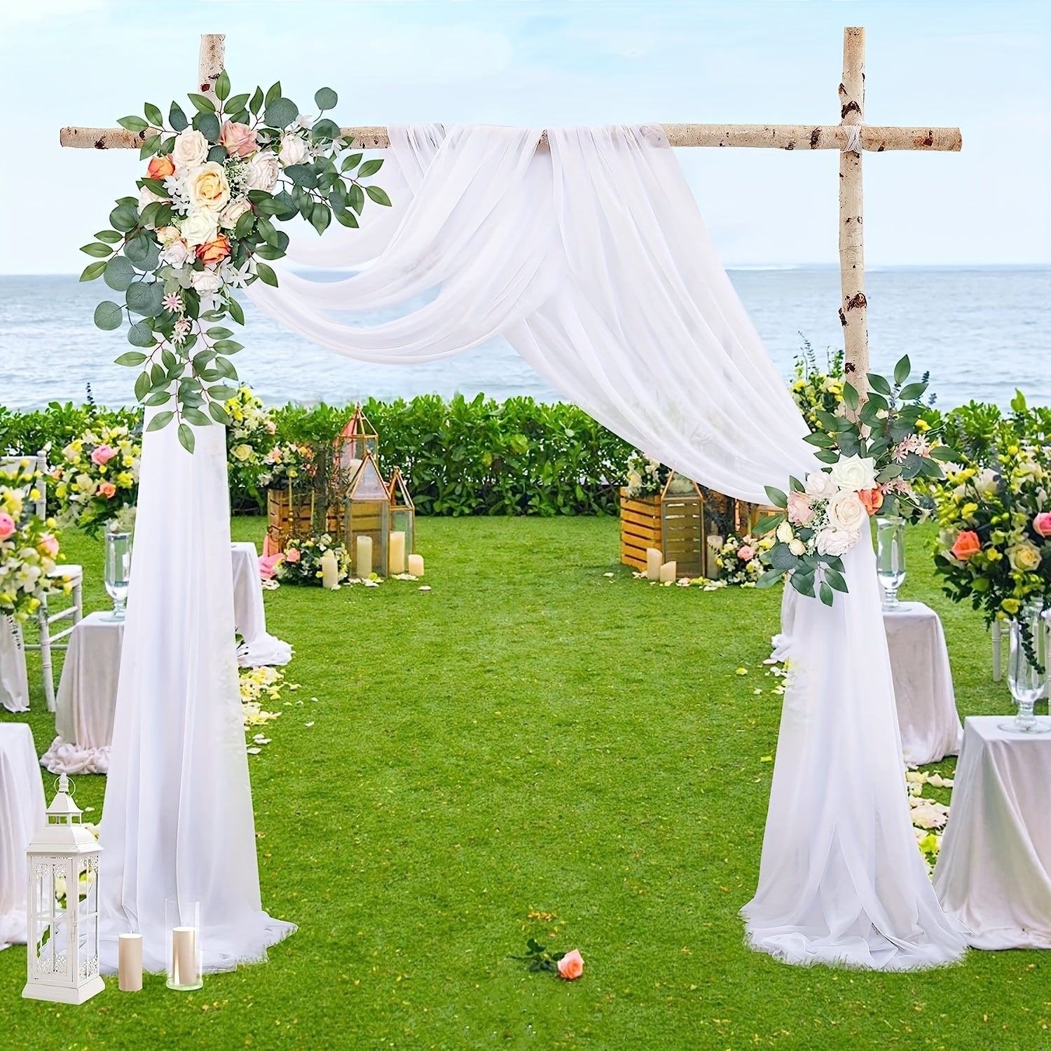 3pcs Wedding Arch Draping Tulle for Ceremony Reception Decor