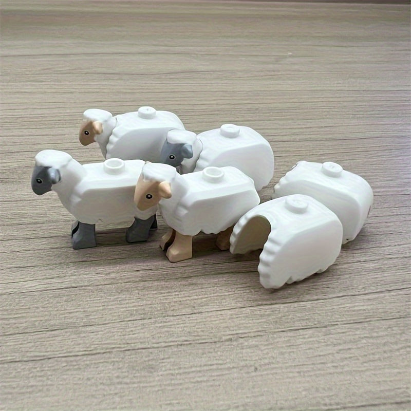 Sheep Farm Building Blocks Set for Kids, DIY Farm Toy Animal Model Puzzle Set