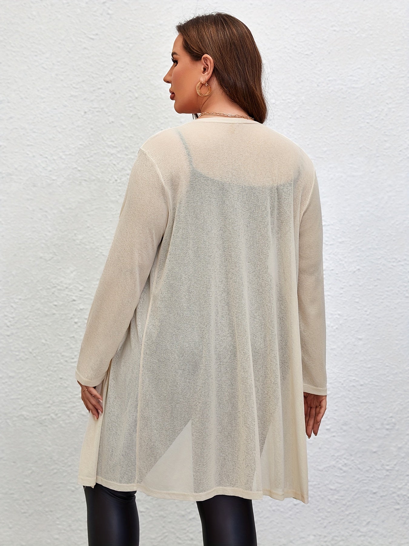 Casual Cardigan Solid Open Front Long Sleeve Medium Stretch