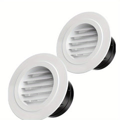 2pcs Soffit Vents Louver Grill Cover Round Vent Cover with Fly Screen