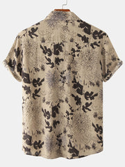 Men's Leaf & Flower Graphic Short Sleeve Shirt for Summer