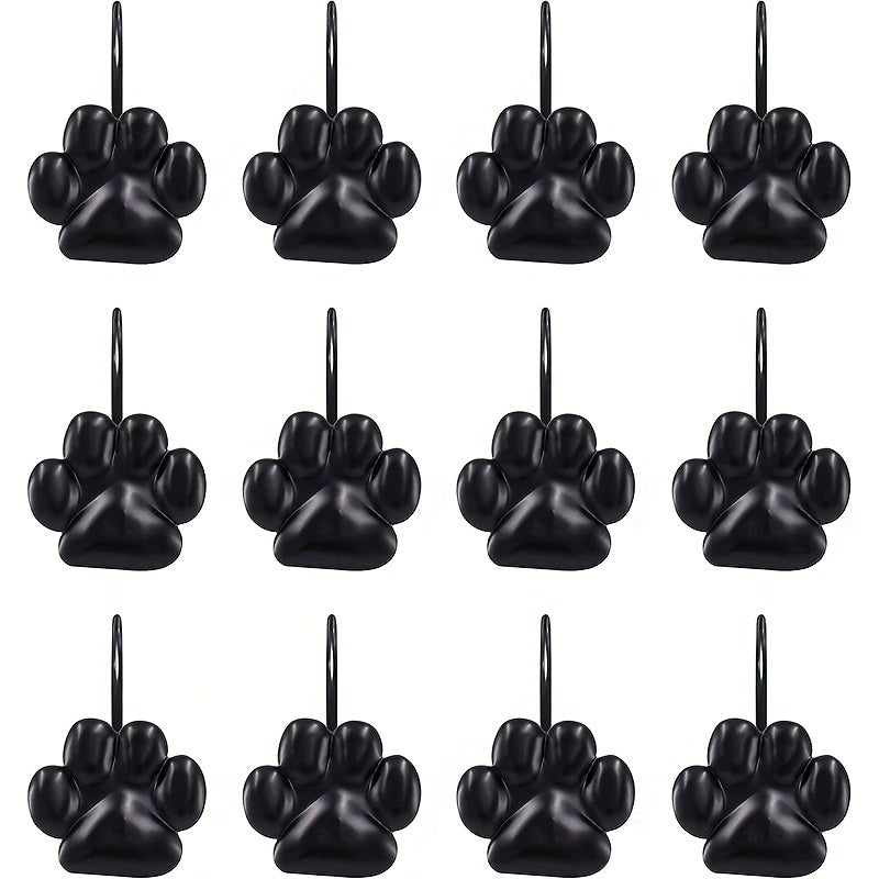 12pcs Cat Paw Print Shower Curtain Hook Bathroom Accessories