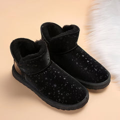 Women's Letter Patched Snow Boots - Lightweight & Comfy