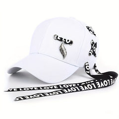 Kpop Ribbon Ring Baseball Cap Unisex Cotton Sunshade Dad Hats LOVE Hip Hop