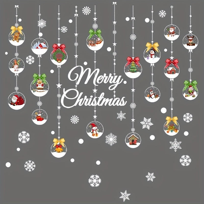 Santa Claus Snowflake Wall Sticker Home Decoration 30x80CM