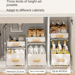 Adjustable Sink Pull Out Storage Rack Cabinet Drawer Basket