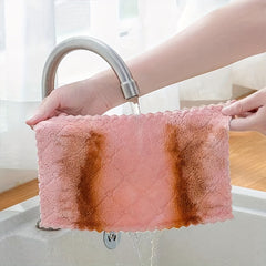 Car Wash Towel Absorbent Coral Fleece Kitchen Dish Cloth Scouring Pad