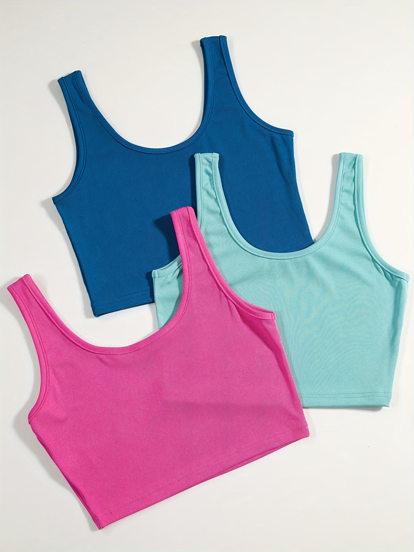 Solid Tank Top 3 Pack Sleeveless Crew Neck Sexy Summer Blouse