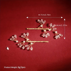 Bridal Curly Hair Rhinestone Hairpin Retro Style 2pcs pack