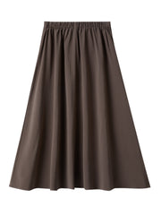 Solid Elastic Waist Swing Skirt For Women