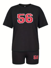 Casual Two-Piece Set: Short Sleeve Crew Neck T Shirt & Shorts