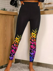 Colorful Heart Print High Rise Leggings