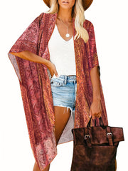 Tribal Print Bat Sleeve Cover Up