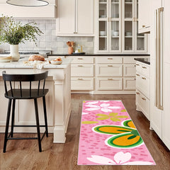 Pink Cherry Blossoms Pattern Rug 2x10ft Hand Washable Polyester Mat