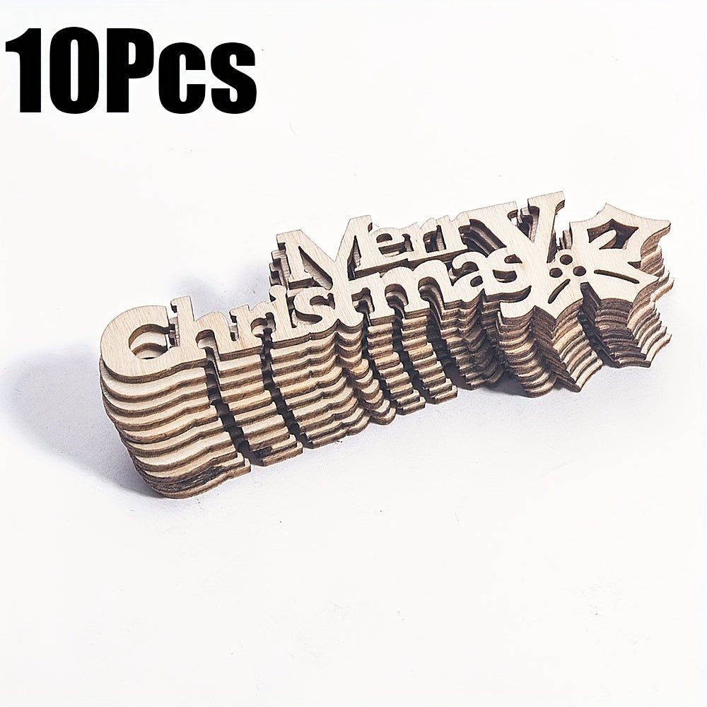 10pcs Merry Christmas Hanging Ornaments Wooden Letter Crafts DIY Home Decor Xmas