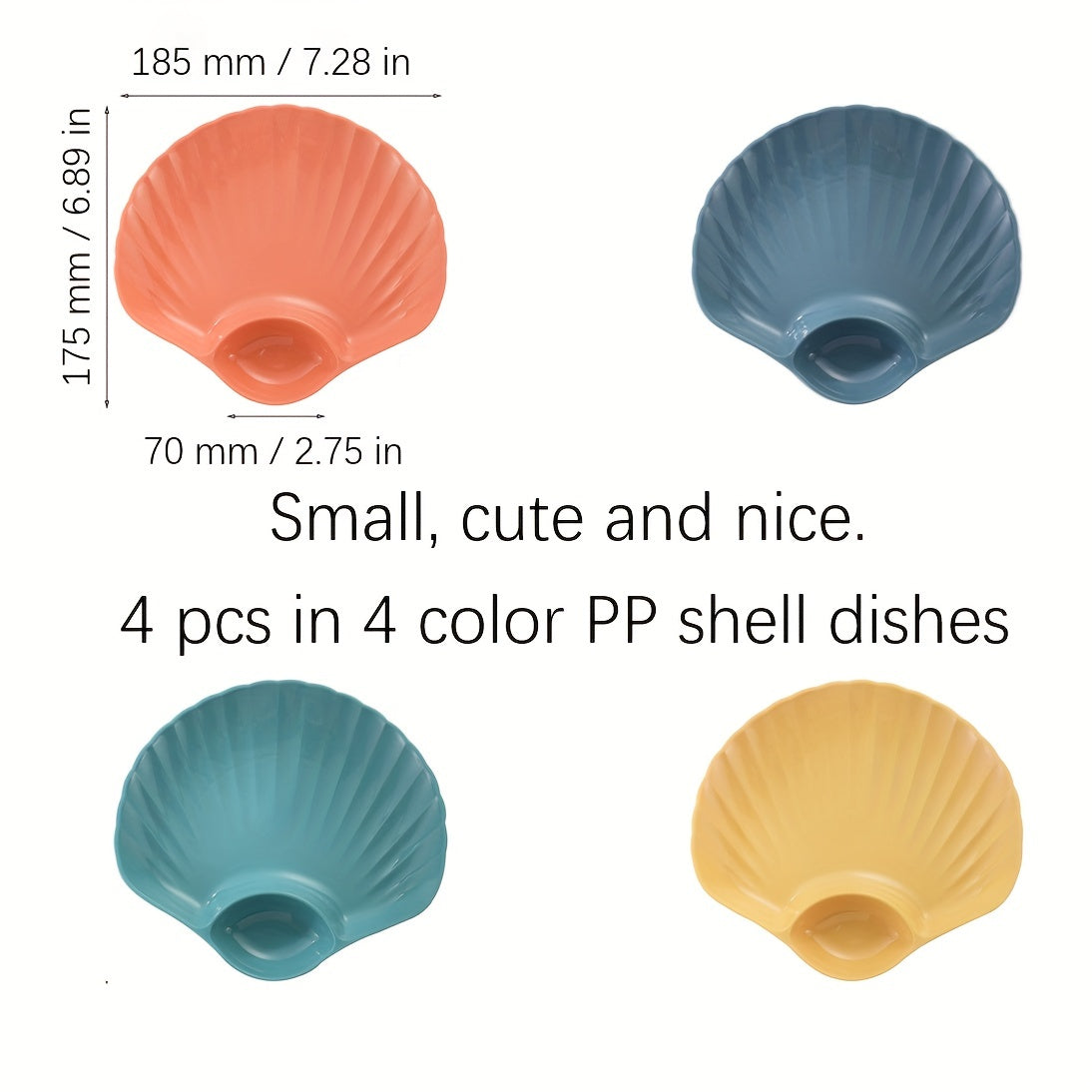 4pcs Shell Conch Square Dishes Small Food Plates for Camping