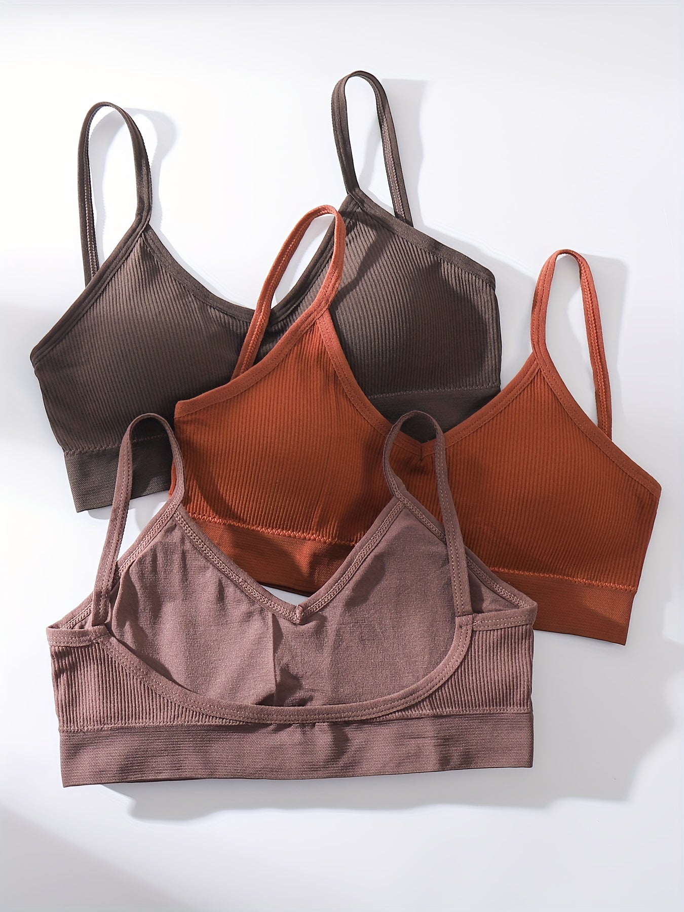 Solid Ribbed Cami Tops V Neck Sports Crop Top Women's Lingerie & Underwear