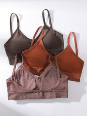Solid Ribbed Cami Tops V Neck Sports Crop Top Women's Lingerie & Underwear