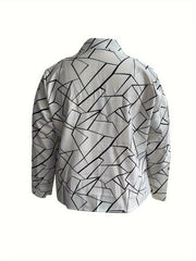 Geometric Print Open Front Blazer