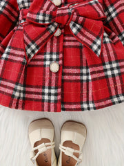 Baby Girls Christmas Plaid Furry Hooded Coat