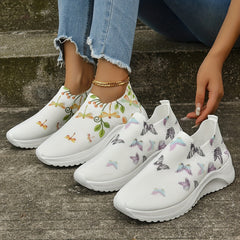 Women's Butterfly Graphic Slip-On Running Shoes