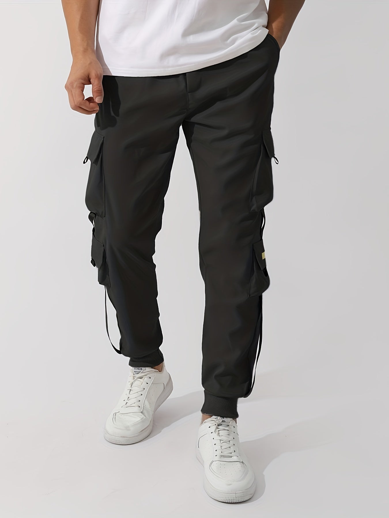 Men's Casual Flap Pocket Pants Tapered Sports Pants