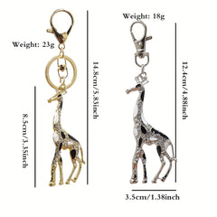 Enamel Giraffe Keychain Pendant Rhinestone Memorial Gift