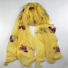Yellow Lace Scarf Comfortable Breathable Shawl Beach Travel Head Wrap Women