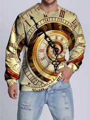 Retro Sailing Print Sweatshirt Men's Casual Graphic Pullover Sweatshirt