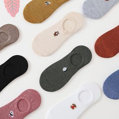 Embroidered Cartoon Animal Cotton Soft Invisible Socks