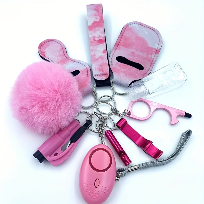 10pcs Women's Self Defense Keychain Alarm Breaker Opener Bag Set