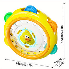 Kids Hand Tambourine Music & Grasp Training Toy for Motor Skills Green Yel