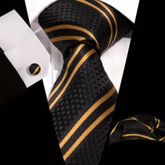 Classic Necktie Pocket Square And Hanky Cufflinks Set For Men