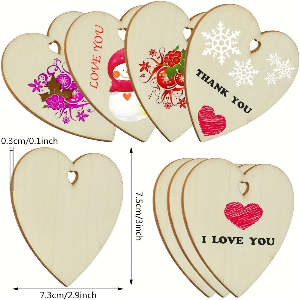 5pcs Natural Heart Shaped Wooden Decorations for Wedding Thanksgiving Christmas