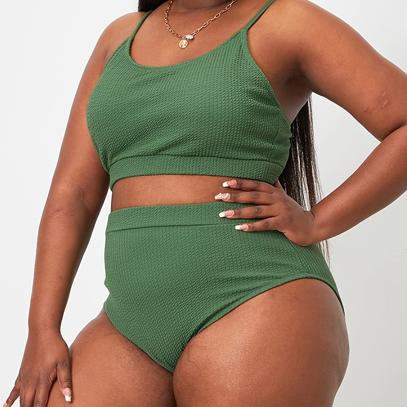 Ribbed Knit Bra & High Rise Panty Swimsuit Set