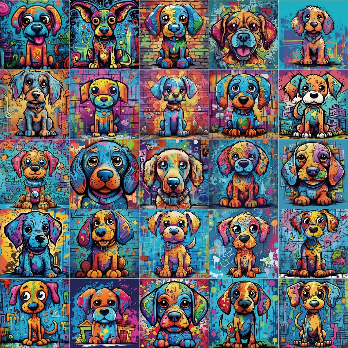 50pcs Colorful Doodle Puppy Cartoon Stickers for Laptop Bike Car Motorcycle