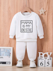 Baby Letter Print Casual Outfit Set Mama Is My Bestie