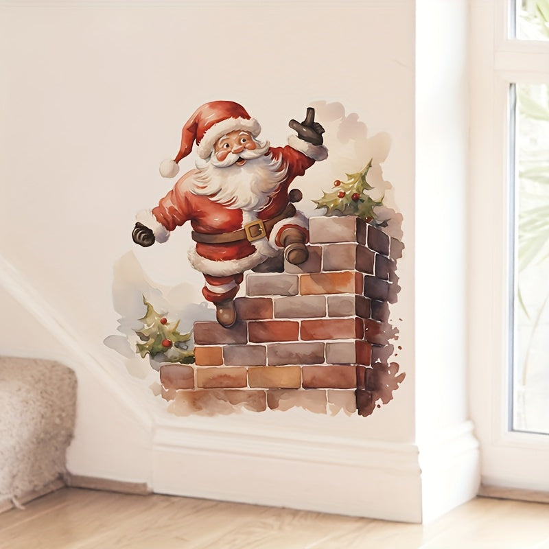 2pcs Christmas Wall Stickers Santa Claus Stickers Holiday Bedroom Decoration