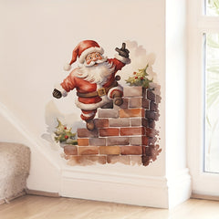 2pcs Christmas Wall Stickers Santa Claus Stickers Holiday Bedroom Decoration